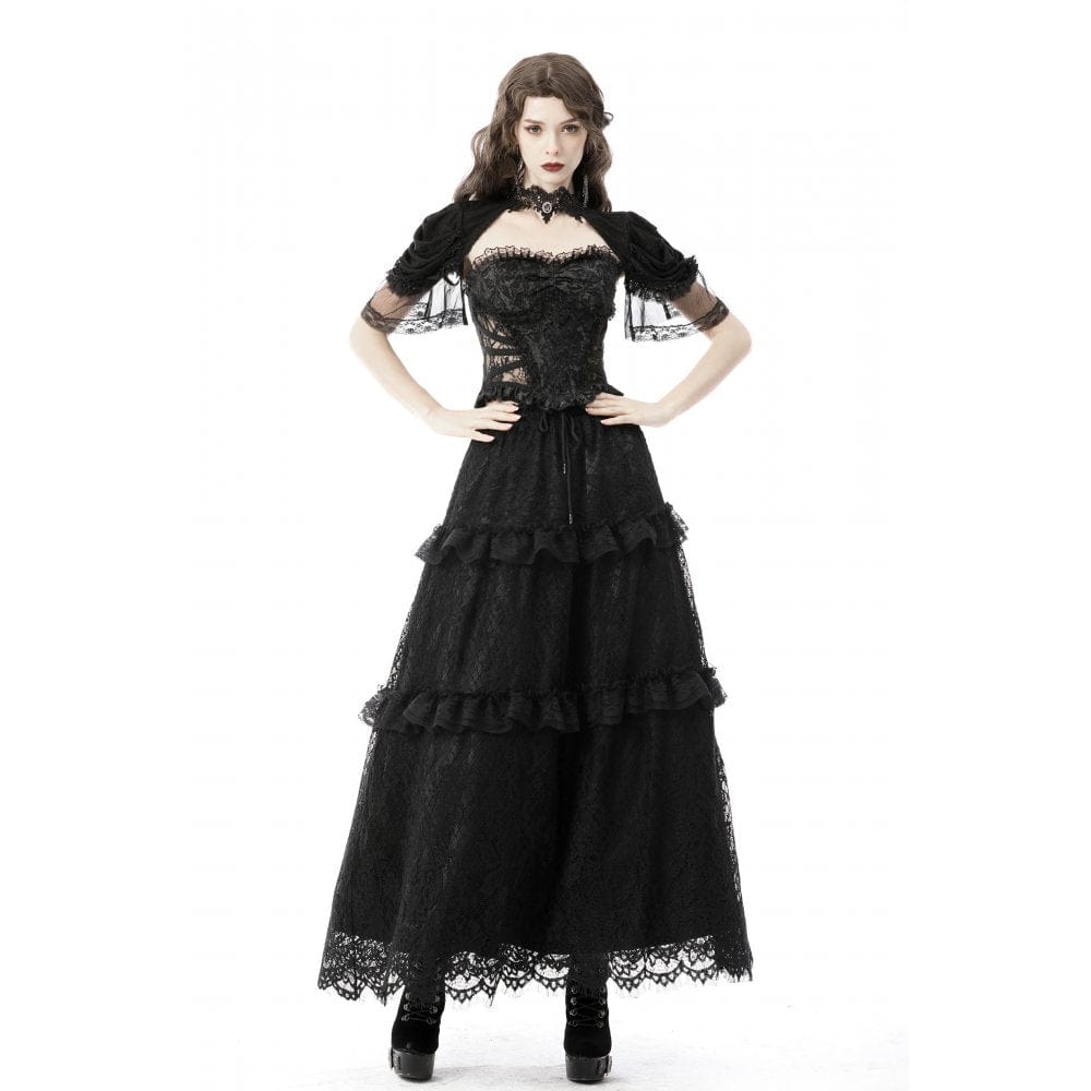 Darkinlove Women's Gothic Short Sleeved Floral Lace Cape