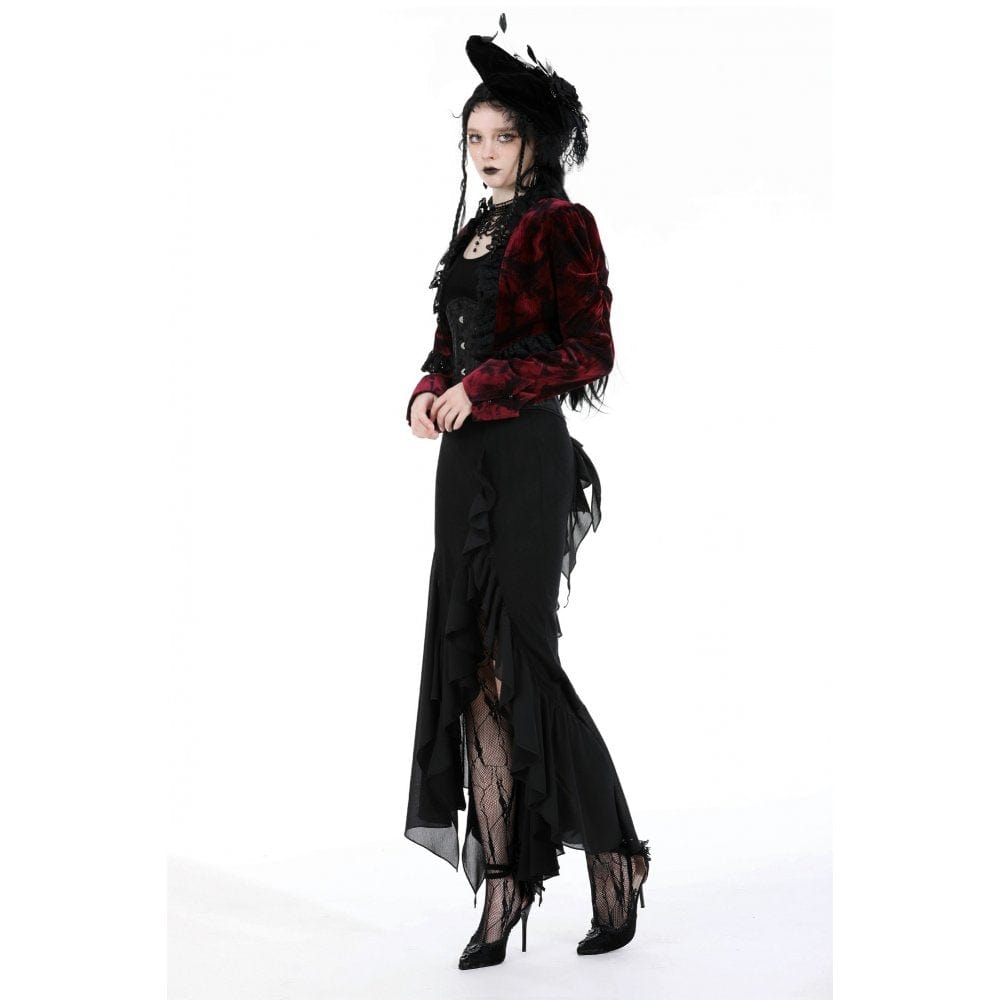 Darkinlove Women's Gothic Side Slit Ruffled Fishtail Skirt