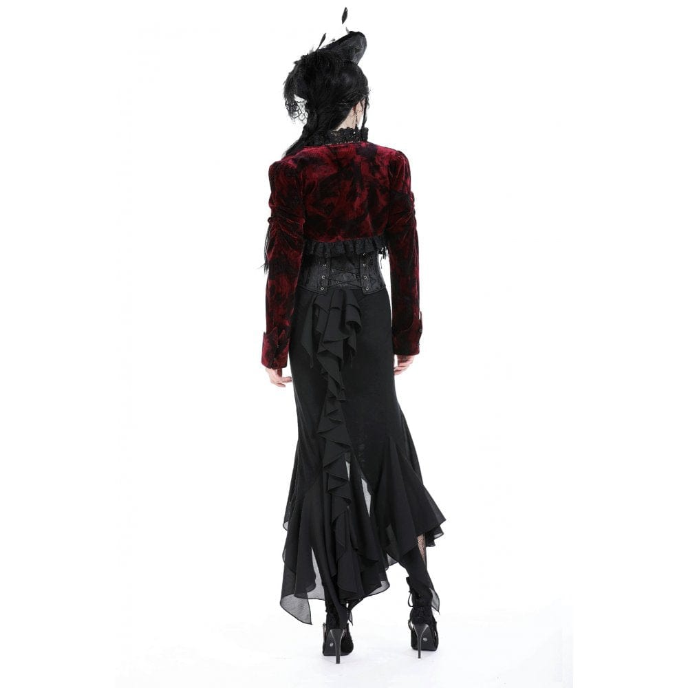 Darkinlove Women's Gothic Side Slit Ruffled Fishtail Skirt