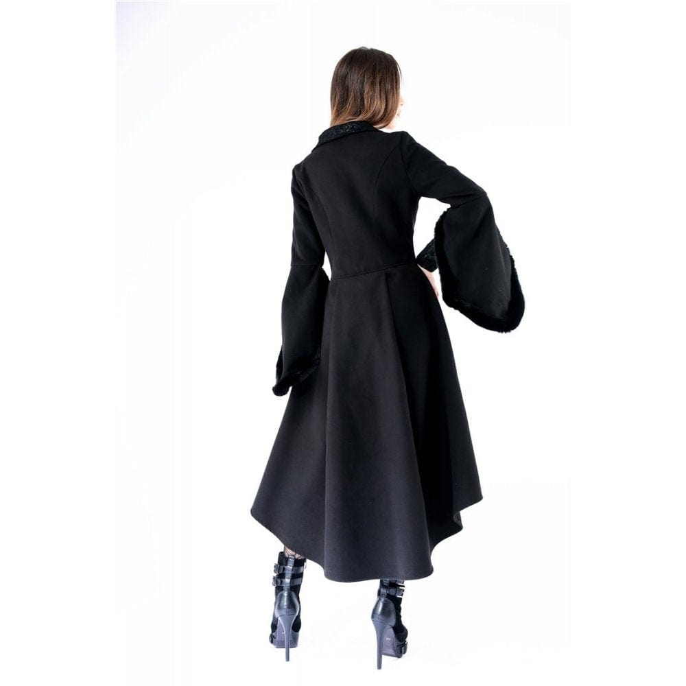 Darkinlove Women's Gothic Single-breasted Woolen Dovetail Coat with Hood