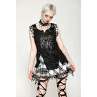 Darkinlove Women's Gothic Skull Printed Distressed Tank Top