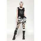 Darkinlove Women's Gothic Skull Printed Distressed Tank Top