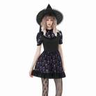 Darkinlove Women's Gothic Skull Printed Puff Short Sleeve Dress