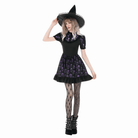 Darkinlove Women's Gothic Skull Printed Puff Short Sleeve Dress