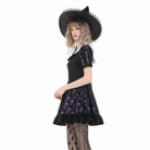 Darkinlove Women's Gothic Skull Printed Puff Short Sleeve Dress