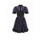Darkinlove Women's Gothic Skull Printed Puff Short Sleeve Dress