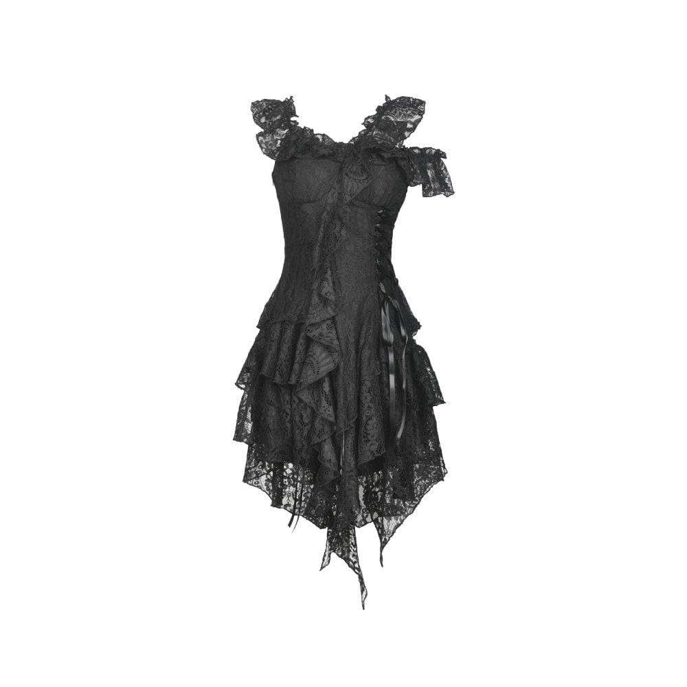 Darkinlove Women's Gothic Slash Shoulder Lace Dresses