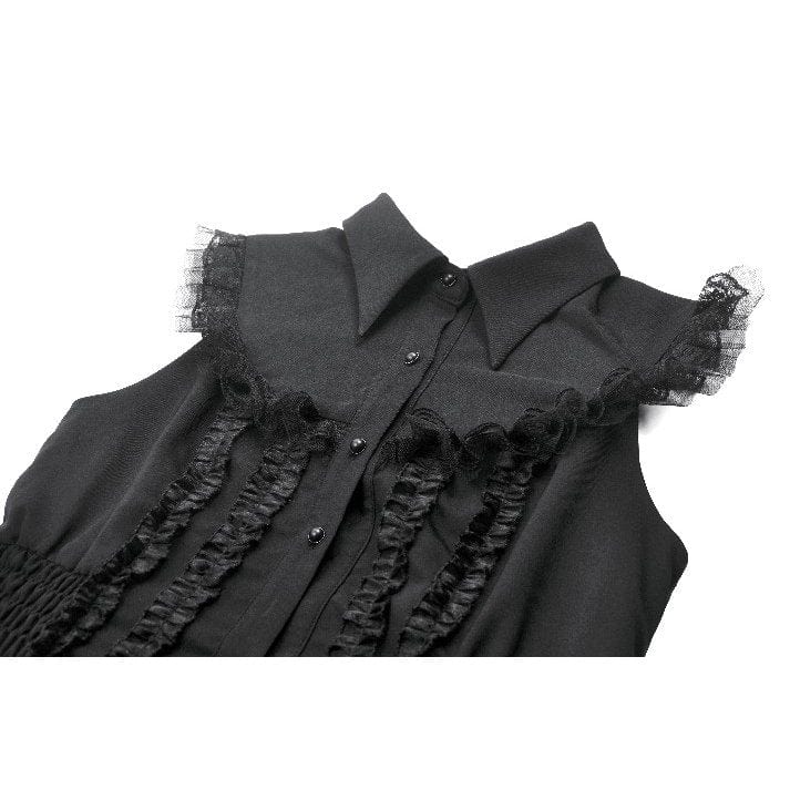 Darkinlove Women's Gothic Sleeveless Button-Front Dress