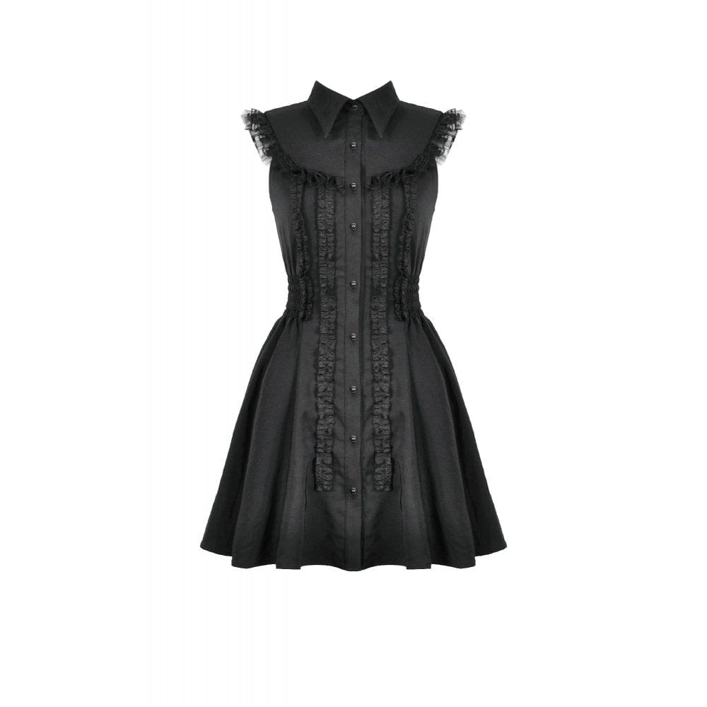 Darkinlove Women's Gothic Sleeveless Button-Front Dress