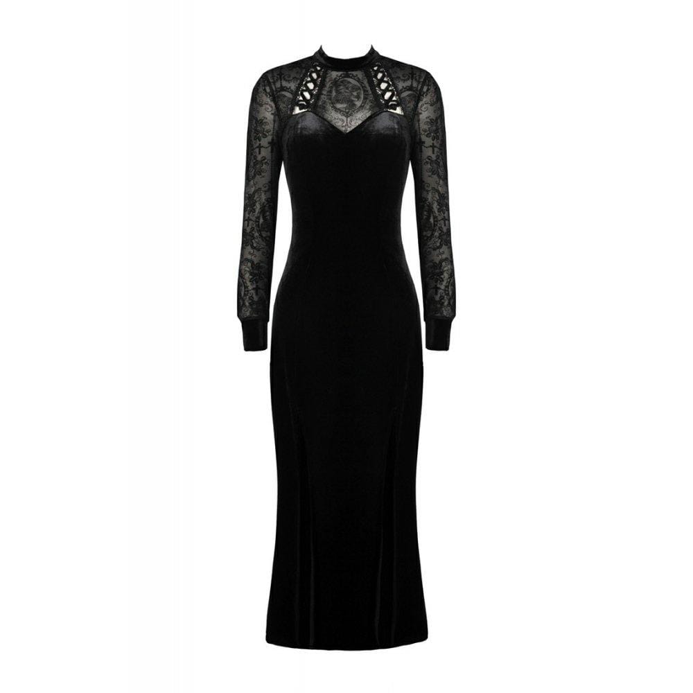 Darkinlove Women's Gothic Slim Velvet Long Party Dresses