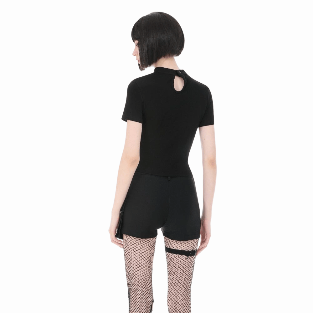 Top a maniche corte da donna Darkinlove con stampa ragnatela gotica