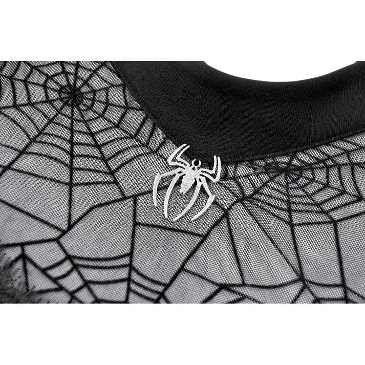 Top a maniche corte da donna Darkinlove con stampa ragnatela gotica