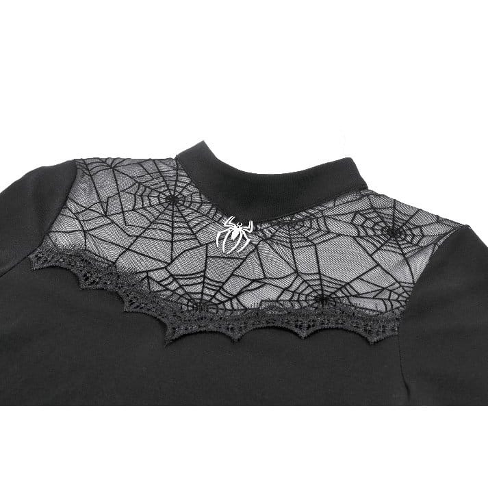 Top a maniche corte da donna Darkinlove con stampa ragnatela gotica