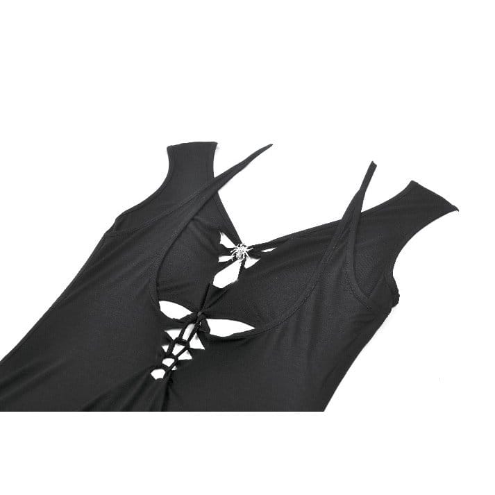 Canotta da donna Darkinlove con scollo all'americana e ritagli a forma di ragno gotico.
