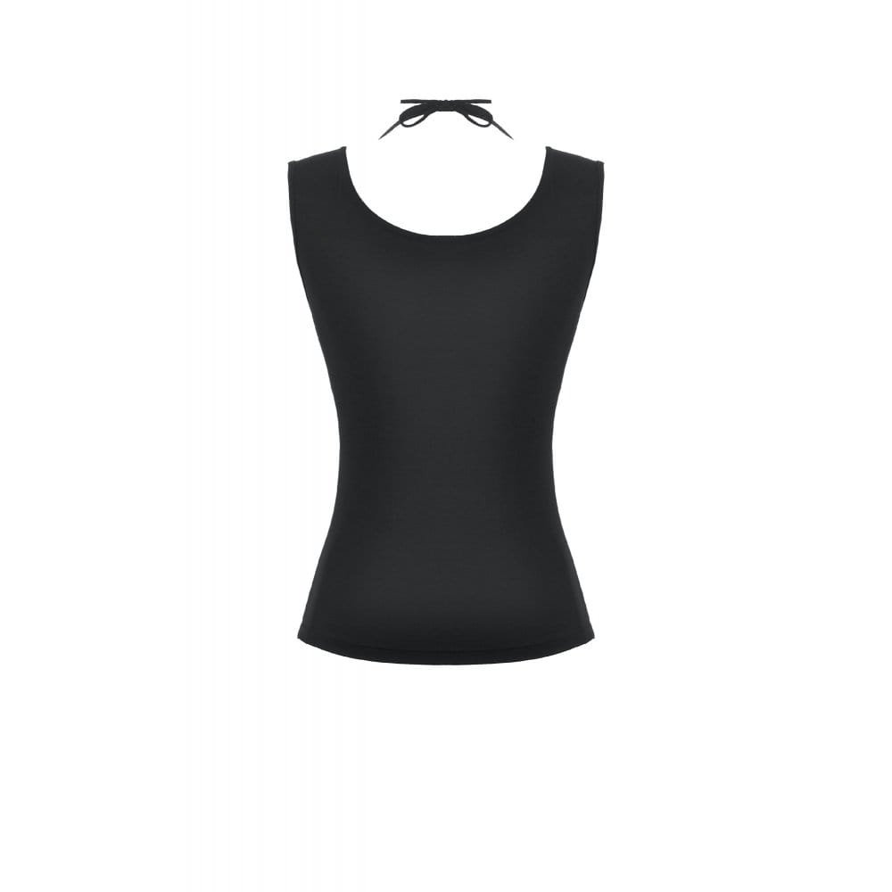 Canotta da donna Darkinlove con scollo all'americana e ritagli a forma di ragno gotico.