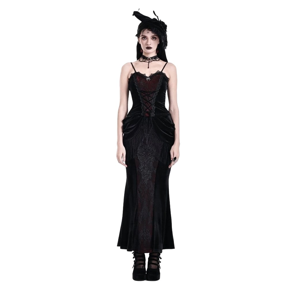 Darkinlove Women's Gothic Spider Decor Lace-up Contrast Color Crop Top