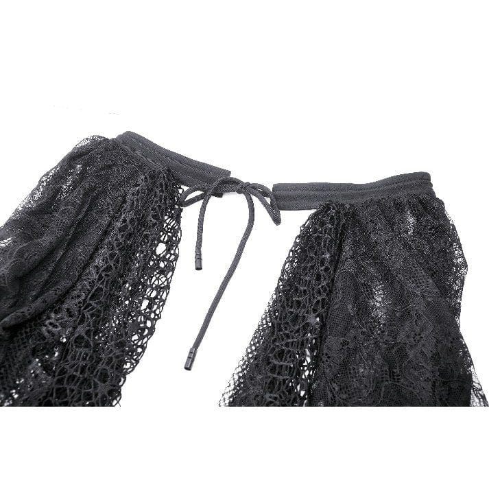 Darkinlove Women's Gothic Spider Web Lace Skirt with Petticoat