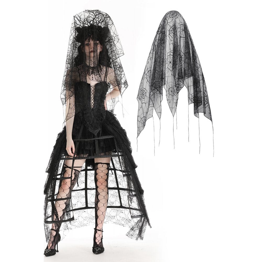 Darkinlove Women's Gothic Spider Web Mesh Wedding Veil
