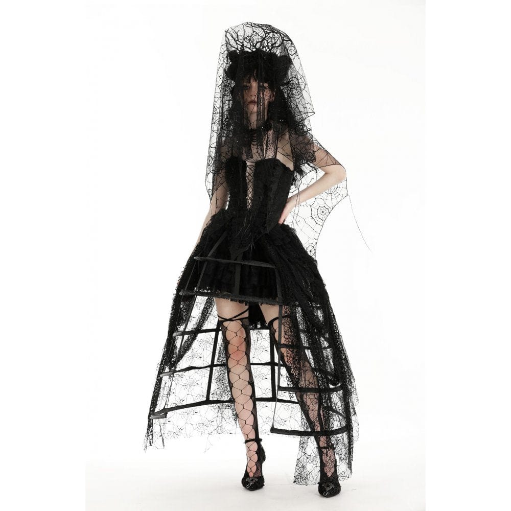 Darkinlove Women's Gothic Spider Web Mesh Wedding Veil