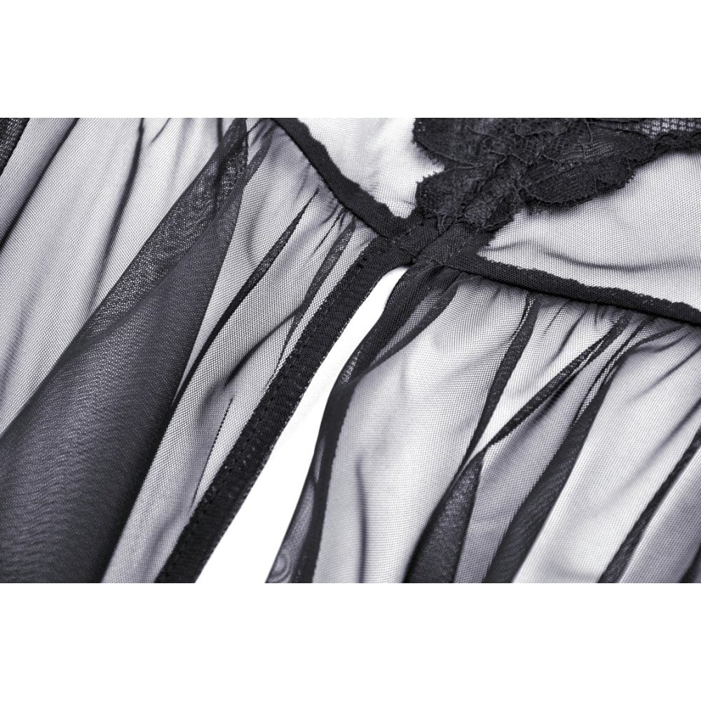 Darkinlove Women's Gothic Split Sheer Mesh Slip Dress