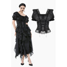 Darkinlove Women's Gothic Square Collar Ruffles Lace Top