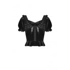 Darkinlove Women's Gothic Square Collar Short Puff Sleeved Velet Top