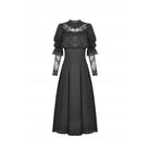 Darkinlove Women's Gothic Stand Collar Lace Splice Maxi Wedding Dress