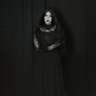 Darkinlove Women's Gothic Stand Collar Lace Splice Maxi Wedding Dress