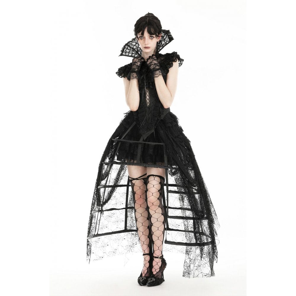 Darkinlove Women's Gothic Stand Collar Ruffled Lace Cape