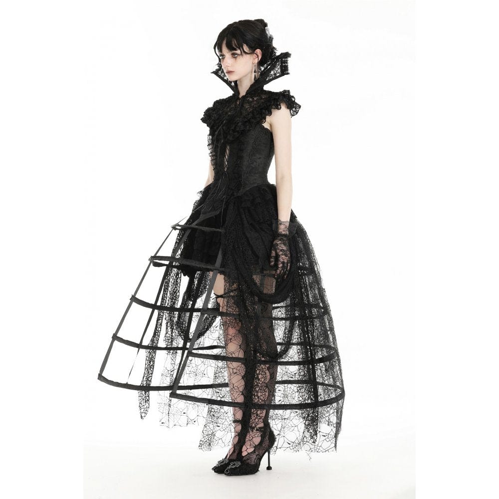 Darkinlove Women's Gothic Stand Collar Ruffled Lace Cape