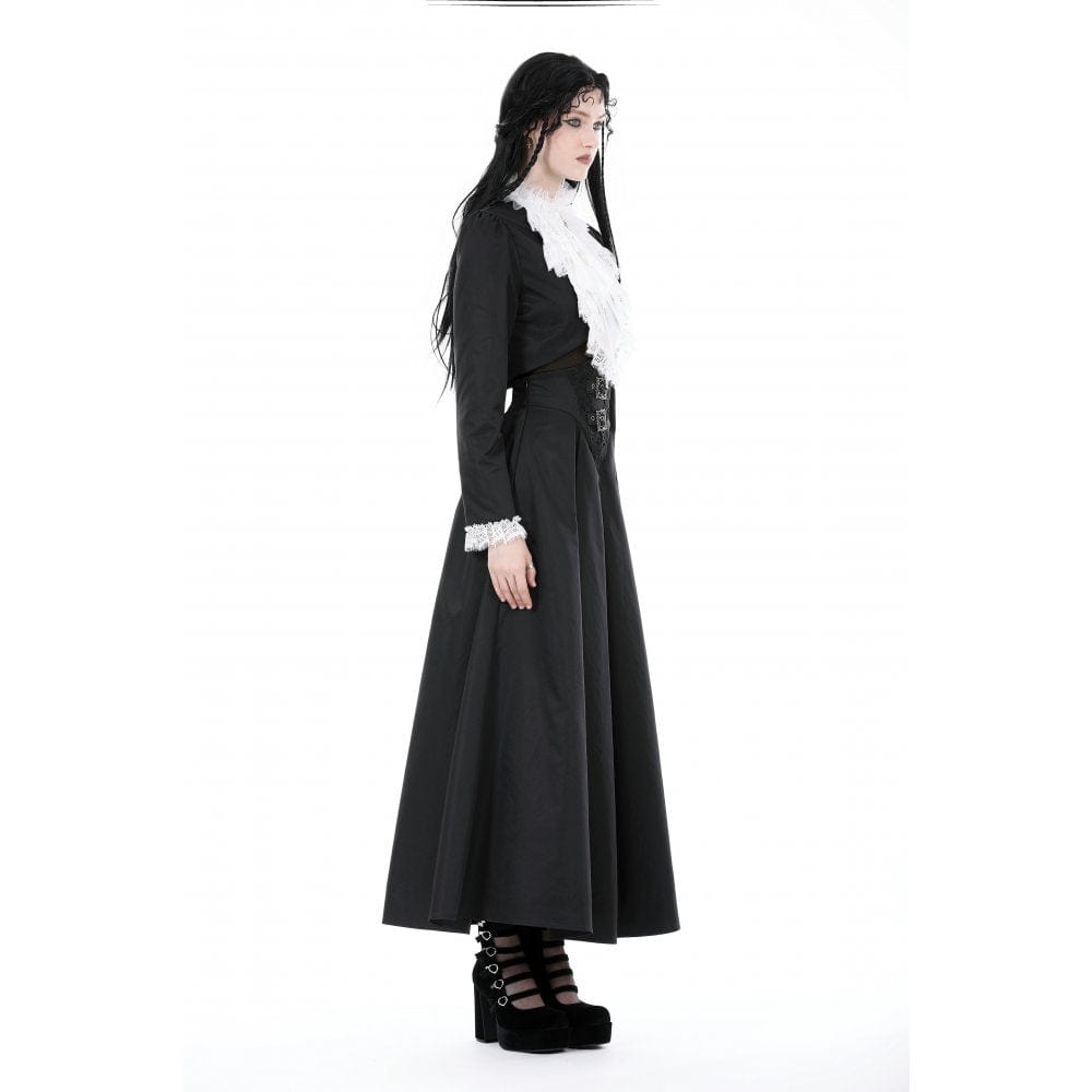 Darkinlove Women's Gothic Stand Collar Ruffled Neck Jacket
