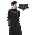 Darkinlove Women's Gothic Strappy Floral Embroidered Falbala Corset