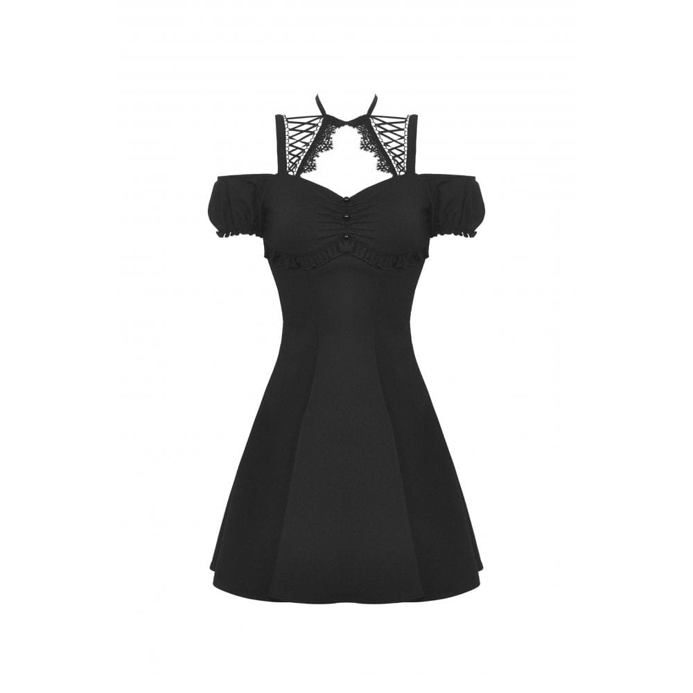 Darkinlove Women's Gothic Strappy Off Shoulder Dress