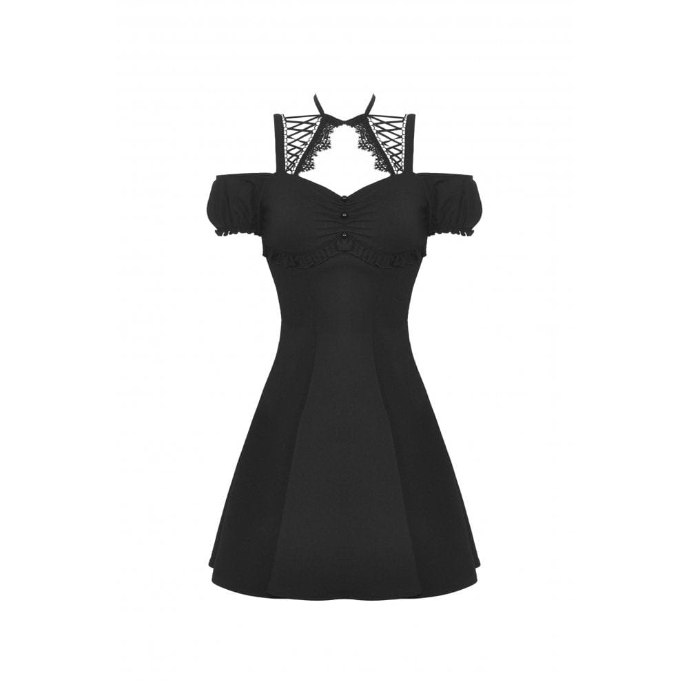 Darkinlove Women's Gothic Strappy Off Shoulder Dress