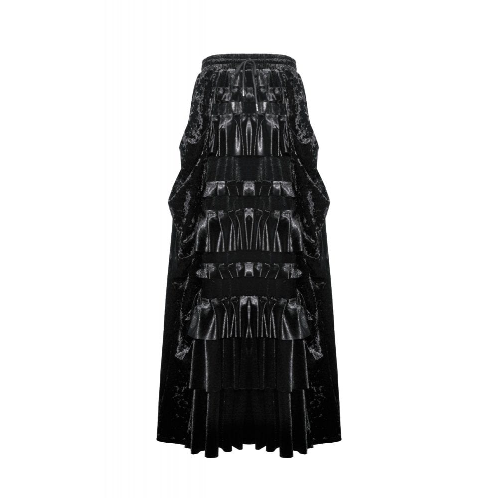 Darkinlove Women's Gothic Strappy Ruffled Layered Velvet Skirt