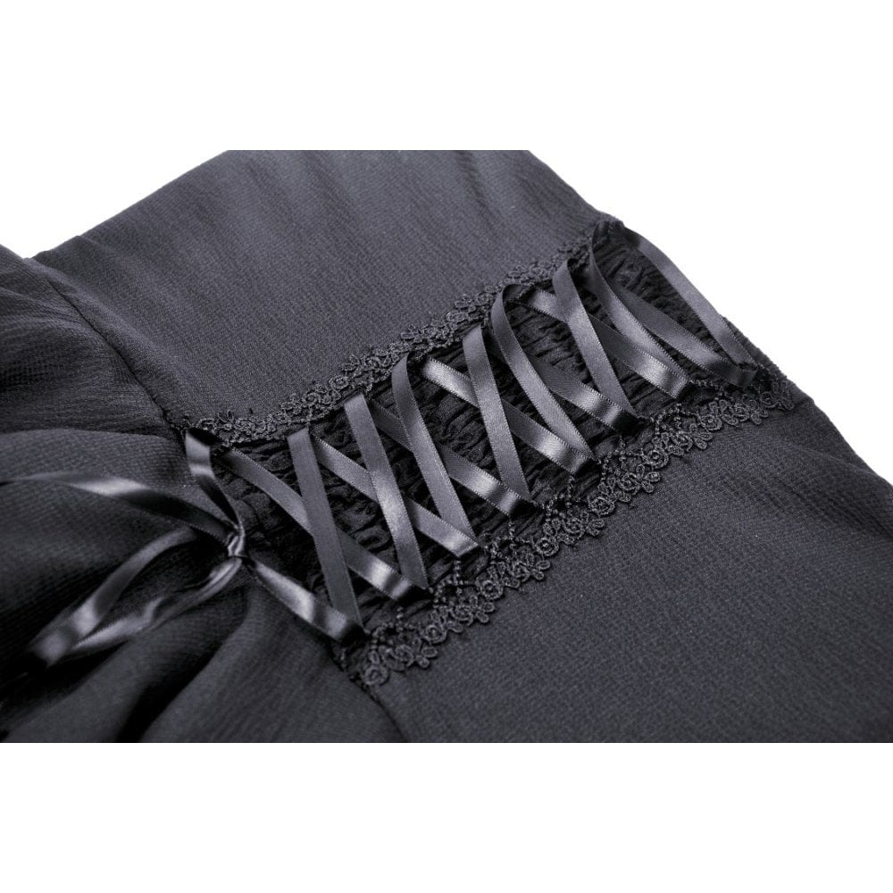 Darkinlove Women's Gothic Striped Splice Layered Halterneck Dress