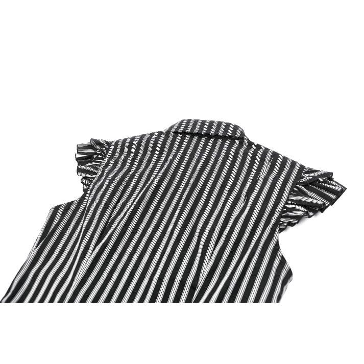 Darkinlove Women's Gothic Striped Turn-down Collar Shirt with Detachable Tie