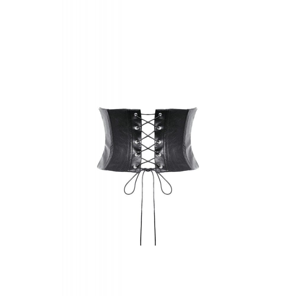 Darkinlove Women's Gothic Studded Buckle Faux Leather Underbust Corset
