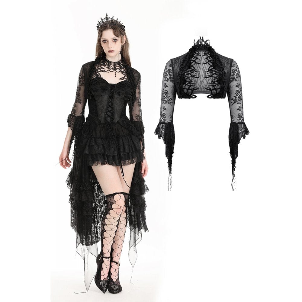 Darkinlove Women's Gothic Thorn Ruffled Lace Cape