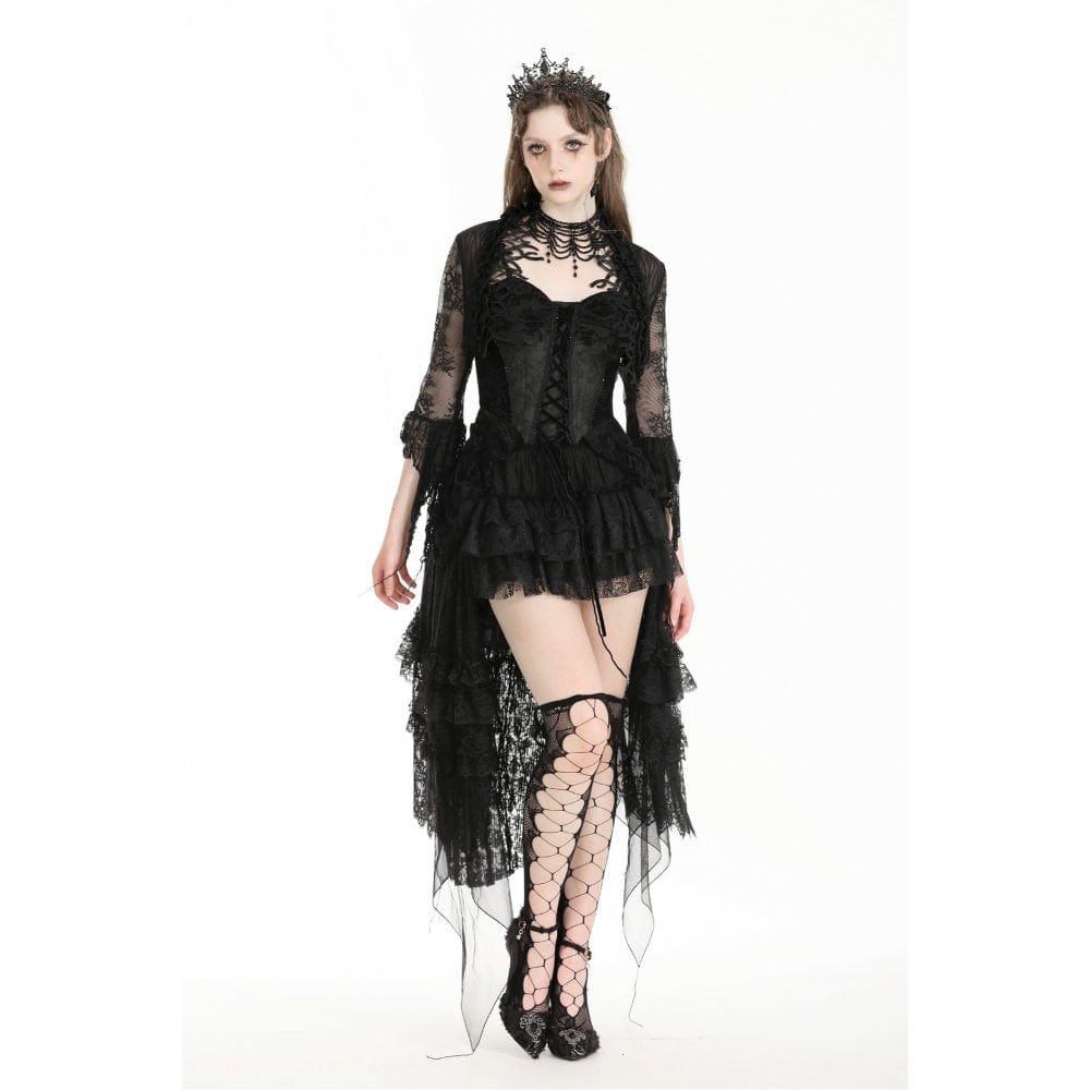 Darkinlove Women's Gothic Thorn Ruffled Lace Cape