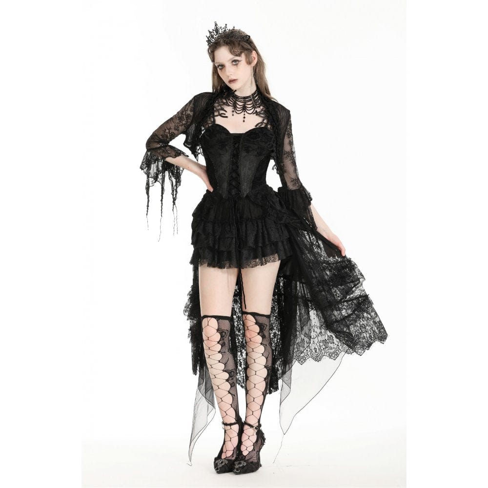 Darkinlove Women's Gothic Thorn Ruffled Lace Cape