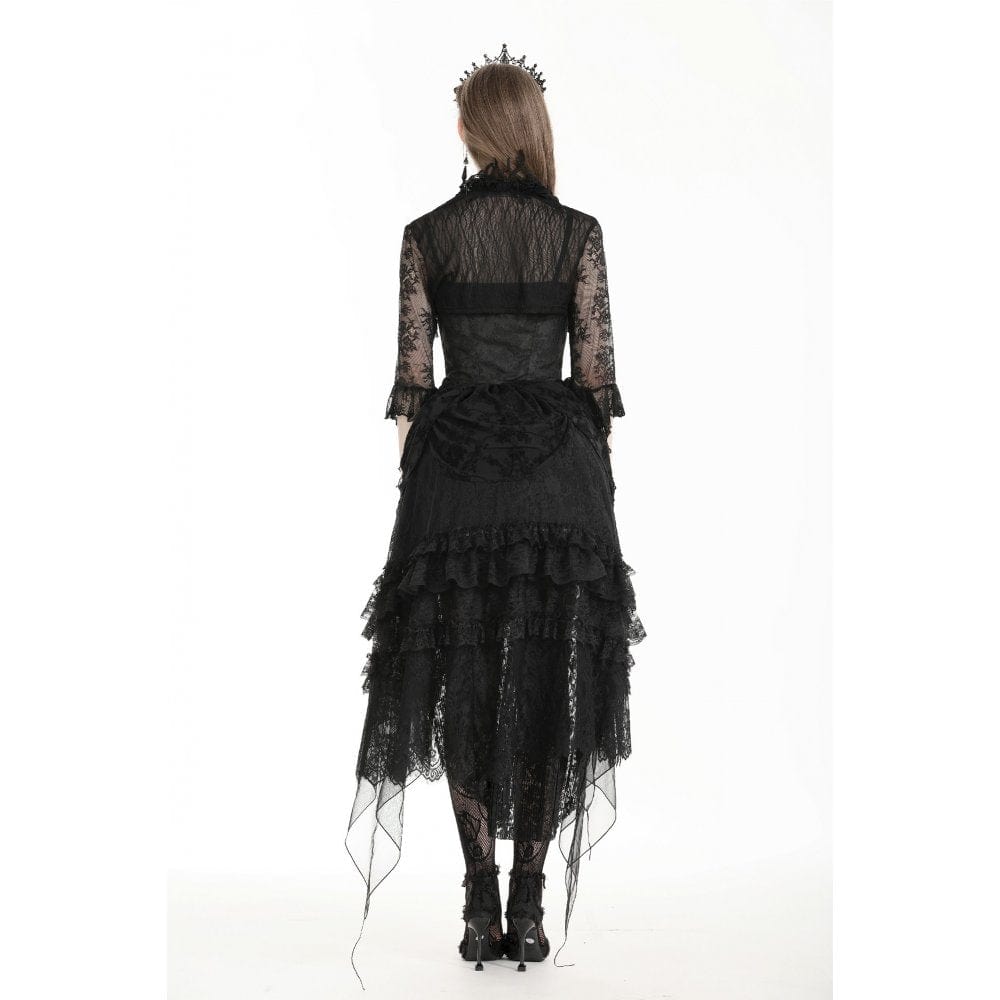 Darkinlove Women's Gothic Thorn Ruffled Lace Cape