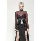 Darkinlove Women's Gothic Tie-dyed Sheer Mesh Top