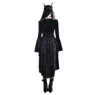 Darkinlove Women's Gothic Tiered Ruffle High-Low Hem Embossed Velvet Underbust Corset Skirt