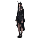 Darkinlove Women's Gothic Tiered Ruffle High-Low Hem Embossed Velvet Underbust Corset Skirt