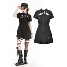 Darkinlove Women's Gothic Turn-down Collar Cutout Homecoming Dress