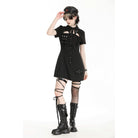 Darkinlove Women's Gothic Turn-down Collar Cutout Homecoming Dress