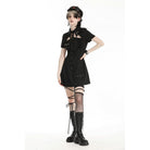 Darkinlove Women's Gothic Turn-down Collar Cutout Homecoming Dress