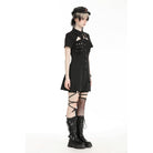 Darkinlove Women's Gothic Turn-down Collar Cutout Homecoming Dress