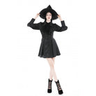 Darkinlove Damen Gothic-Kleid mit Umlegekragen und Krawatte